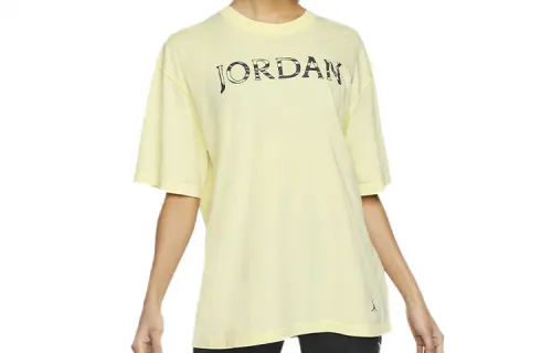 Jordan Drop Shoulder Sleeve T Shirt Women's Light Lemon Yellow Green