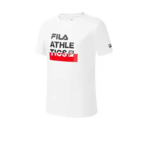 FILA Fitness T Shirts Men's Jade White Crew Neck Moderate