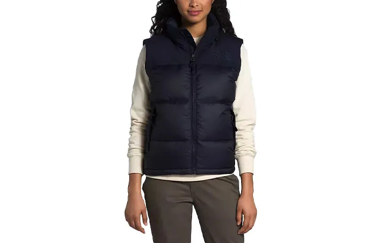 THE NORTH FACE Down Vests Women's Dark Blue Stand Collar Moderate Other