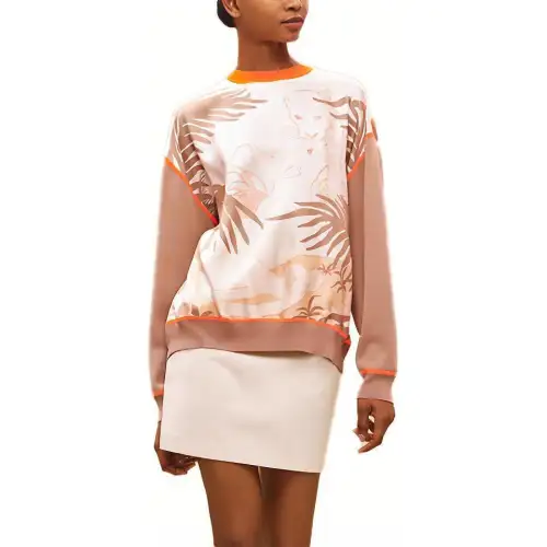 HERMES Sweaters Women's Beige Crew Neck Moderate Other