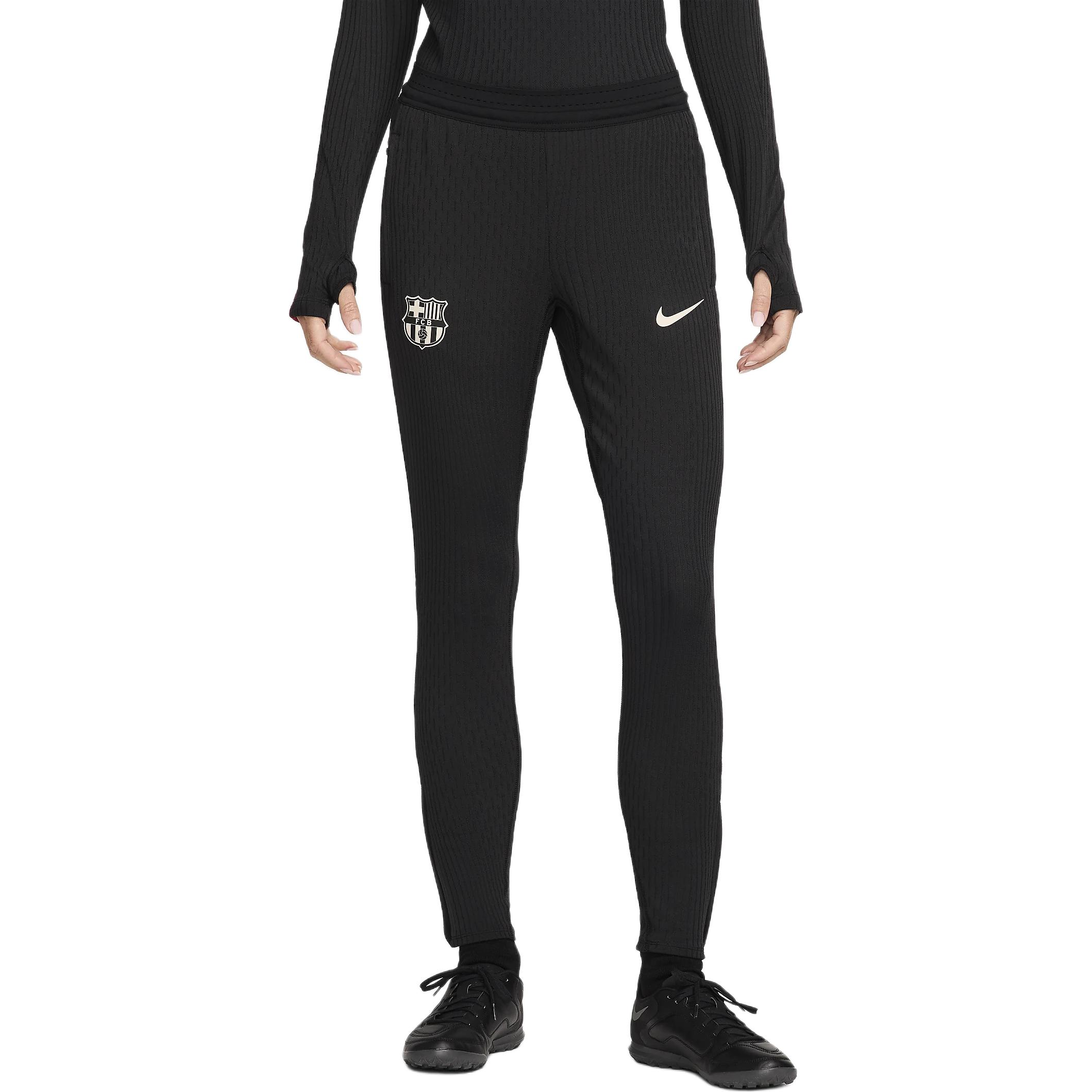 Nike Dri-FIT ADV FW24 Strike Elite F.C. Barcelona series slim-fitting printed casual and versatile football pants for women, black/noble red/dark royal