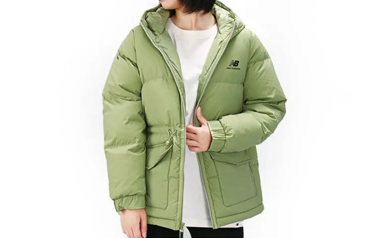 New Balance Down Jackets Women's Green Hooded Moderate Nipped-in Waist