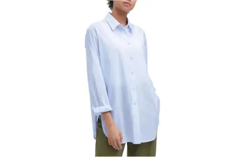 UNIQLO Shirts Women's Aqua Blue Pointed Collar Moderate Other