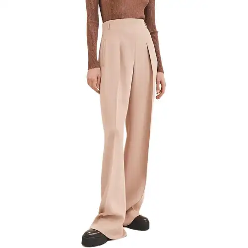 HERMES Casual Pants Women's Khaki Moderate Straight Fit Pants