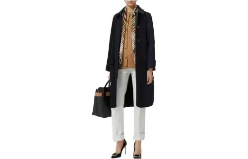 Burberry Coats Women's Blue Lapel Moderate Straight Fit