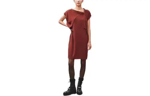 HERMES Short Sleeved Dresses Women's Brown Moderate
