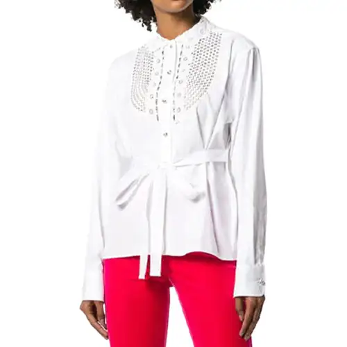 MIU MIU Shirts Women's White Crew Neck Moderate Shirt