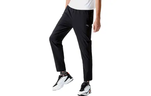 ANTA Casual Pants Men's Black Moderate Straight Fit Pants