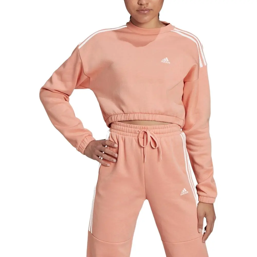 Adidas Sweatshirts Women's Red Pink Crew Neck Moderate Regular