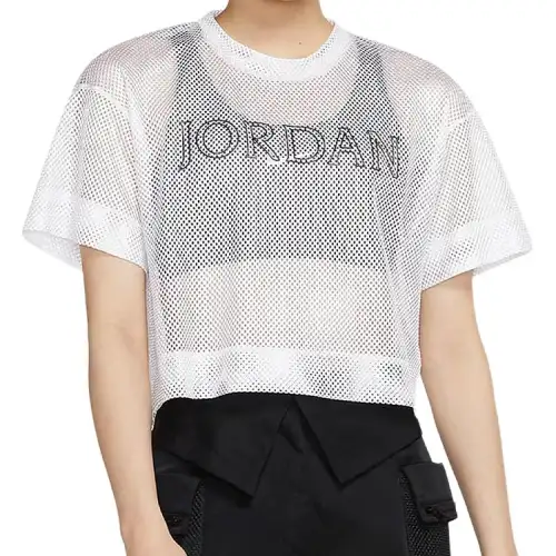 Jordan Crop Tops Women's White Crew Neck Moderate