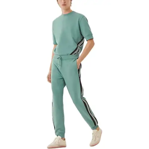 HERMES Knitted Sweatpants Men's Celadon Blue Moderate Straight Fit Pants