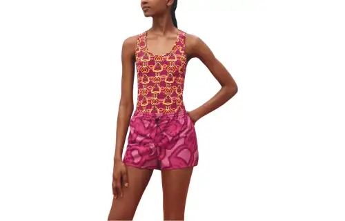 HERMES Tank Tops Women's Rose Pink Straight Fit