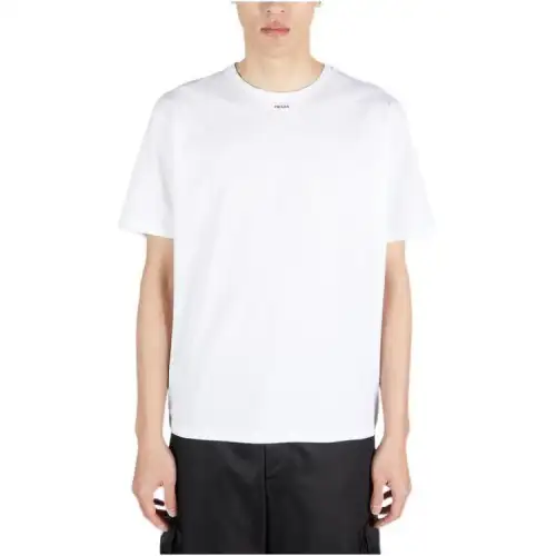 PRADA T Shirts Men's White Crew Neck Moderate Straight Fit