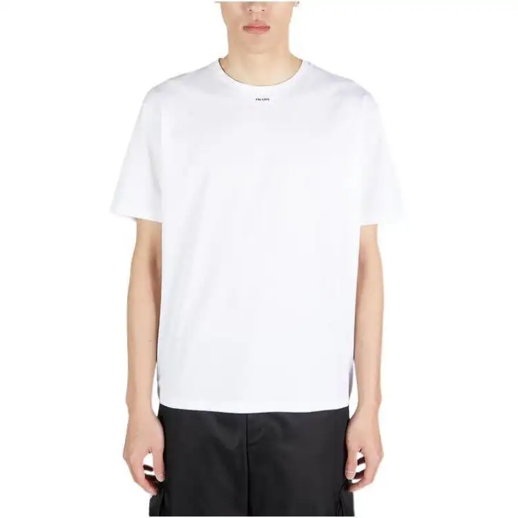 PRADA T Shirts Men's White Crew Neck Moderate Straight Fit