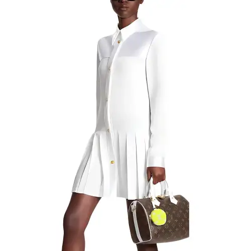 LOUIS VUITTON New Quarterly Products Of LV Long Sleeved Dresses Women's White Moderate