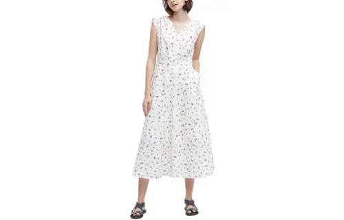 UNIQLO X INES DE LA FRESSANGE UNIQLO X Ines De La Fressange Sleeveless Dresses Women's Ivory V Neck Thin Long