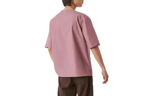 HERMES T Shirts Men's Pink Crew Neck Moderate Straight Fit
