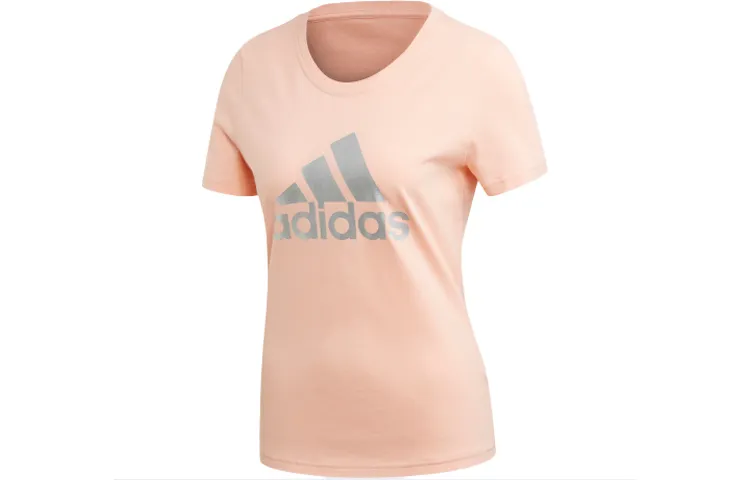 Adidas T-Shirts Women's Pink Crew Neck Moderate Straight Fit