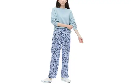 UNIQLO Casual Pants Women's Pink/Blue Moderate Straight Fit Pants