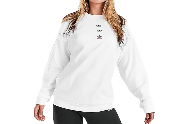 Adidas Originals Sweatshirts Women's White Crew Neck Moderate Regular