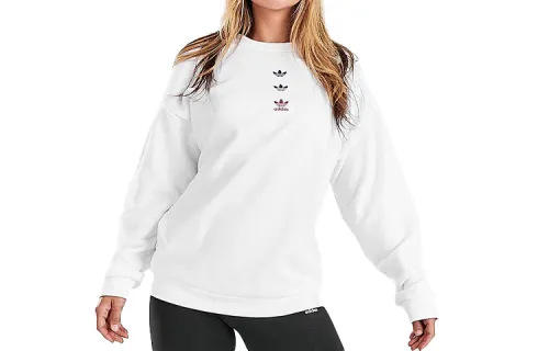 Adidas Originals Sweatshirts Women's White Crew Neck Moderate Regular
