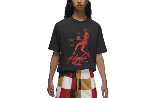 Jordan T Shirts Men's Black Crew Neck Moderate Straight Fit
