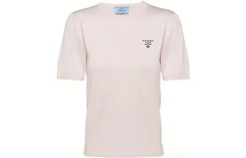 PRADA T Shirts Women's Pink Crew Neck Moderate Straight Fit