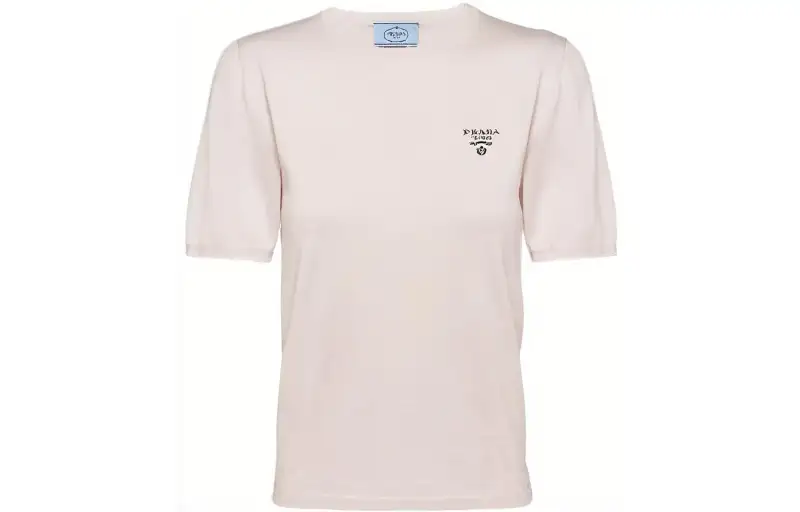 PRADA T Shirts Women's Pink Crew Neck Moderate Straight Fit