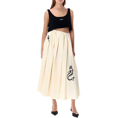 PRADA Casual Long Skirts Women's White Moderate Long Other