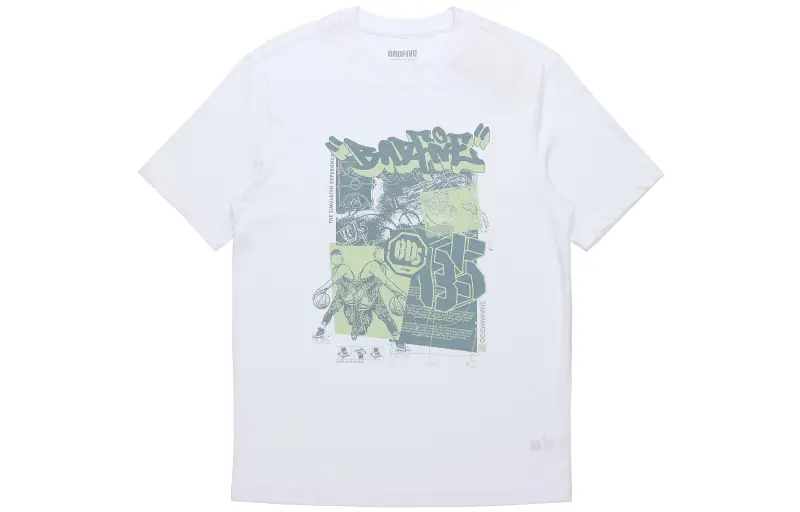 Li Ning T Shirts Men's White Crew Neck Moderate Straight Fit
