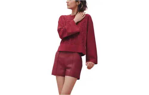 HERMES Knitwear Women's Burgundy Crew Neck Moderate