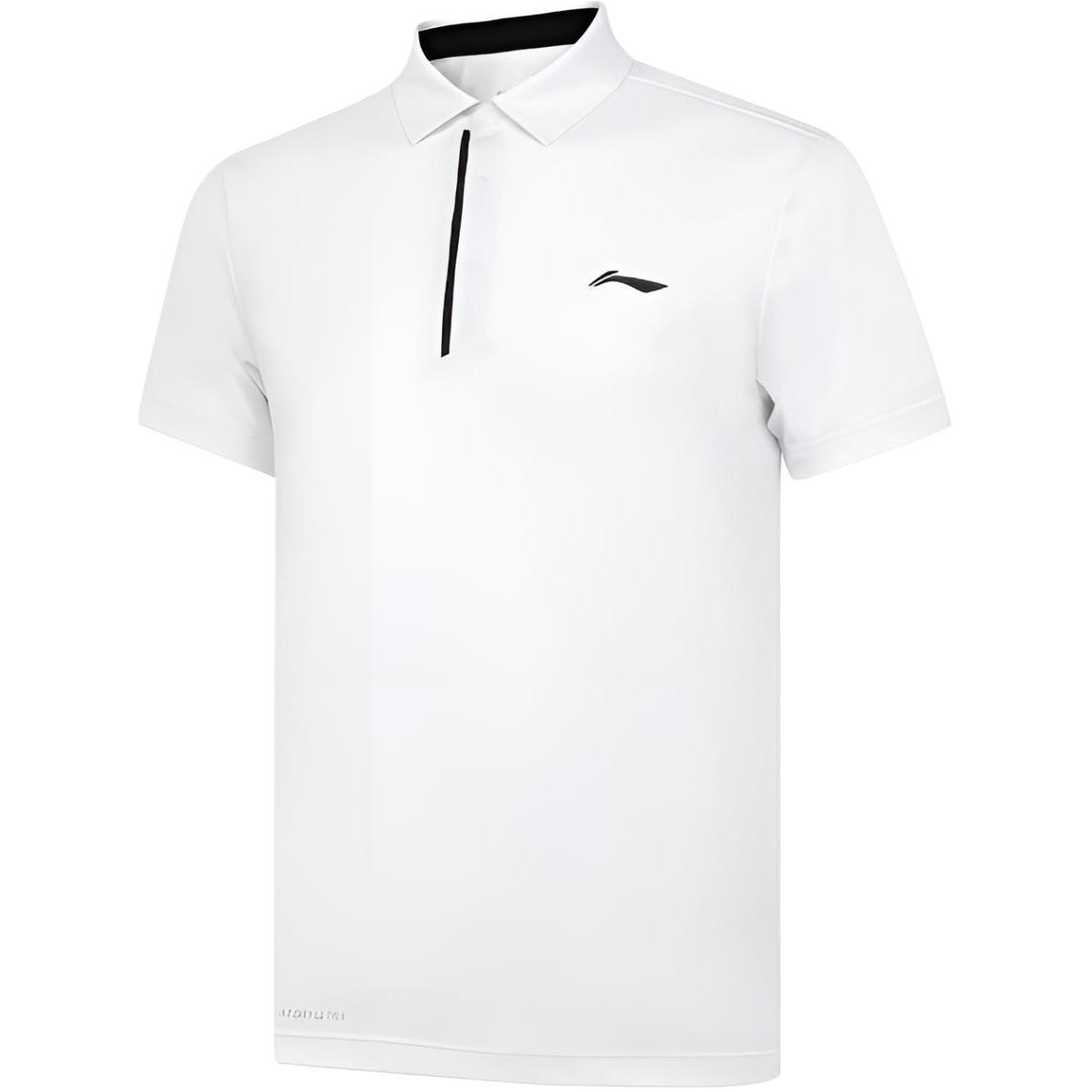 Li Ning Polo Shirts Men's White Polo Collar Moderate Straight Fit