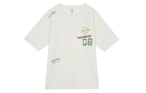 Converse T Shirts Unisex White Crew Neck Moderate Straight Fit