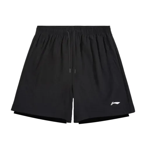 Li Ning Sports Shorts Women's Classic Black Women's Fit Thin Mock Two Piece