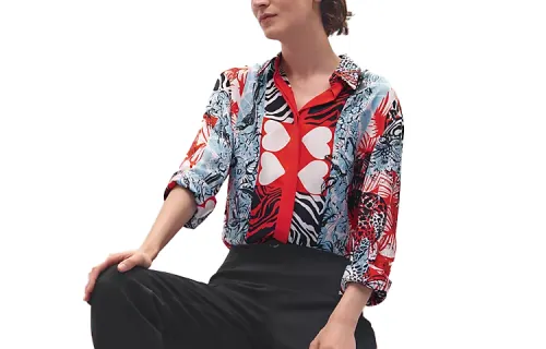 HERMES Shirts Women's Multicolor Lapel Moderate Shirt