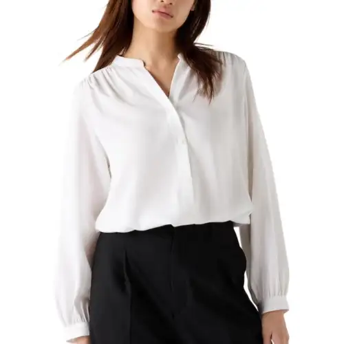 UNIQLO Shirts Women's White Half Open Collar Moderate Other