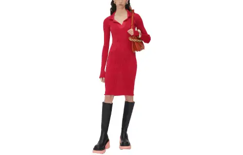 Bottega Veneta FW21 Long Sleeved Dress Women's Scarlet