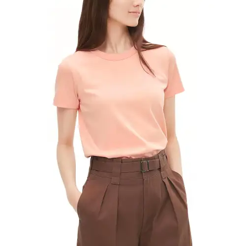 UNIQLO U Collection T Shirts Women's Pink Crew Neck Moderate Straight Fit