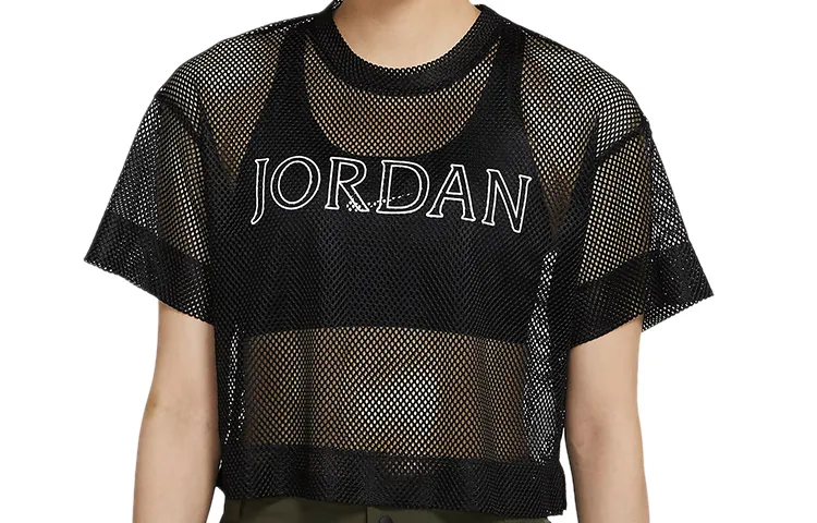 Jordan Crop Tops Women's Black Crew Neck Moderate
