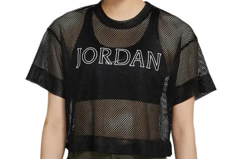 Jordan Crop Tops Women's Black Crew Neck Moderate