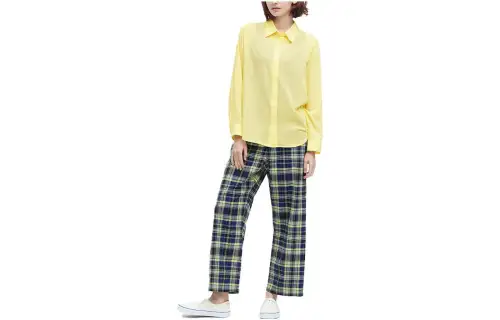 UNIQLO Shirts Women's Light Yellow Polo Collar Thin Shirt