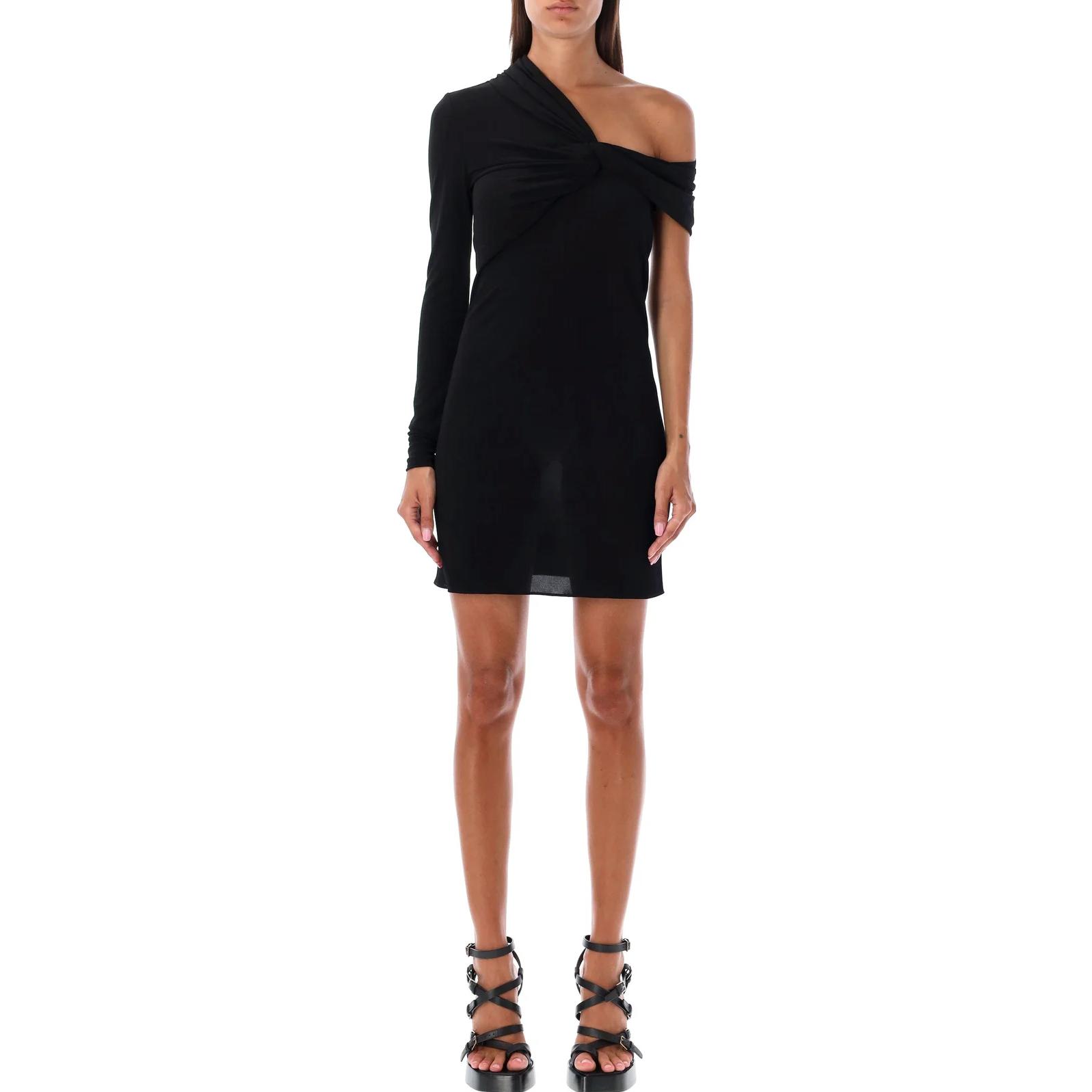 SAINT LAURENT Ruched One Sleeved Mini Dress