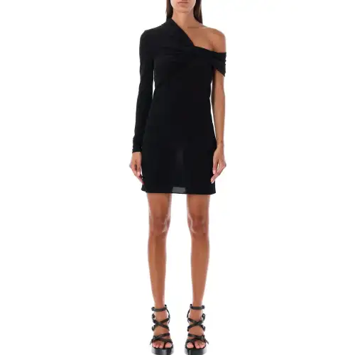 SAINT LAURENT Ruched One Sleeved Mini Dress