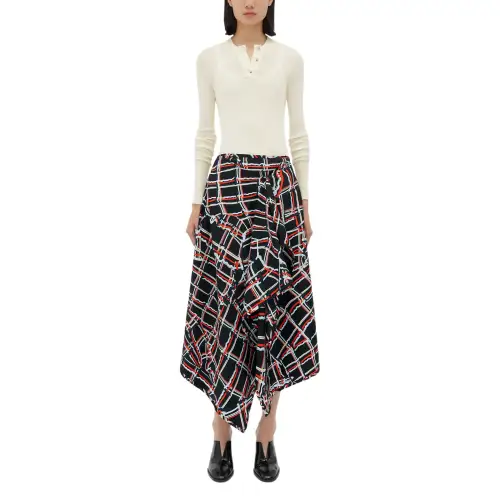 Bottega Veneta Casual Long Skirt Women's Black Red