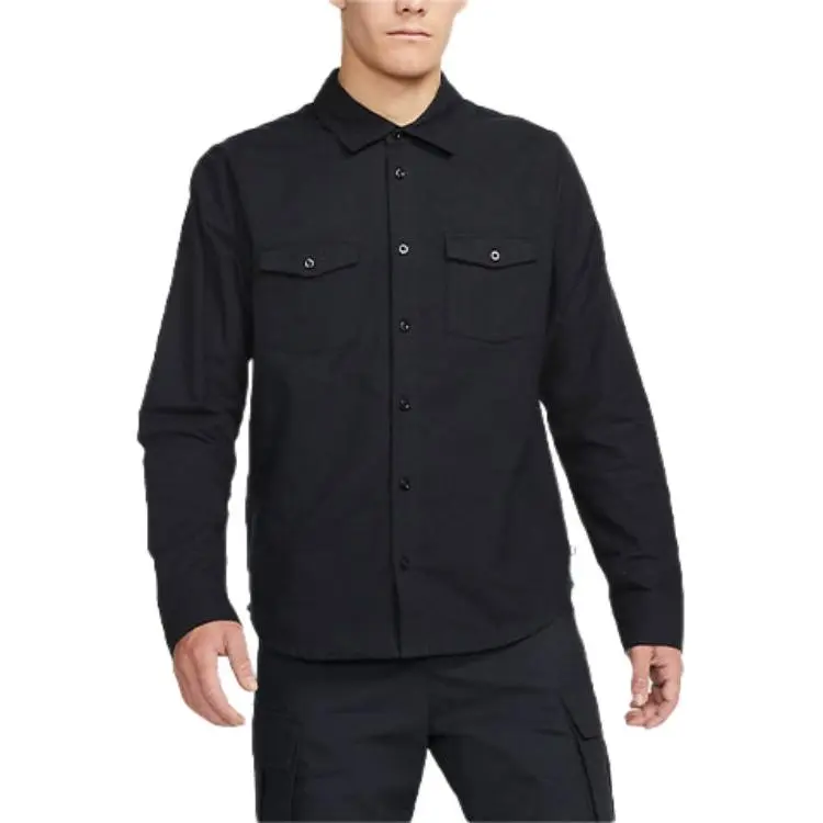 Nike Shirts Men's Black Lapel Moderate Straight Fit