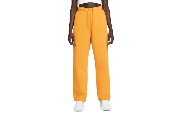 Nike Knitted Sweatpants Women's Light Curry Yellow Thickened Straight Fit Pants