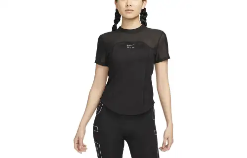 Nike T Shirts Women's Black Crew Neck Moderate Straight Fit