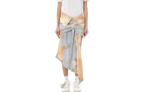 OFF WHITE Tie Dye Asymmetric Draped Skirt