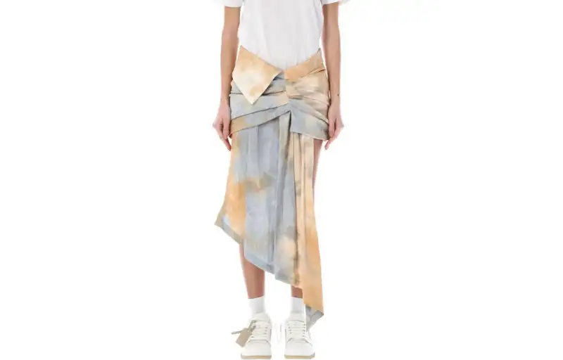 OFF WHITE Tie Dye Asymmetric Draped Skirt
