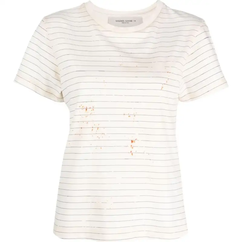 Golden Goose Stripe Printed Crewneck T Shirt